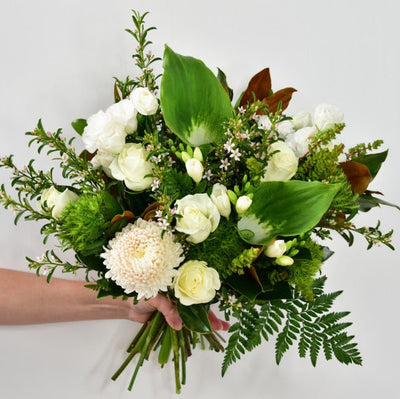 Seasonal white & green fresh flower bouquet, provided by the best flower shop in Ashburton, Victoria. The Branche delivers to Malvern, Malvern East, Ashwood, Camberwell, Glen Iris, Toorak, Ashwood, Burwood, Carnegie, Glen Huntly, Hughesdale, Kooyong, Doncaster and Oakleigh. You will find that the best florist near me is The Branche, Ashburton. Order your fresh flowers or plants online today. 