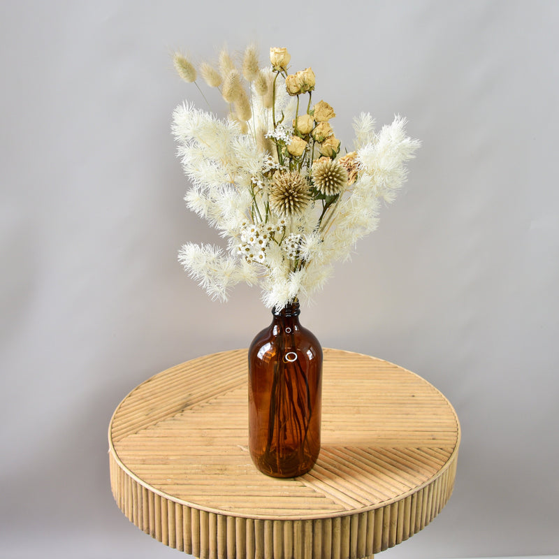 Dried Arrangement in Amber Bottle - Small