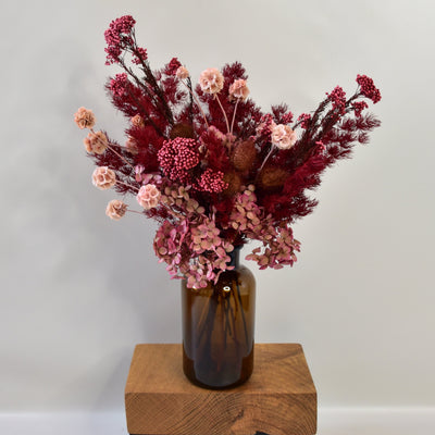 Dried Arrangement in Amber Bottle - Large