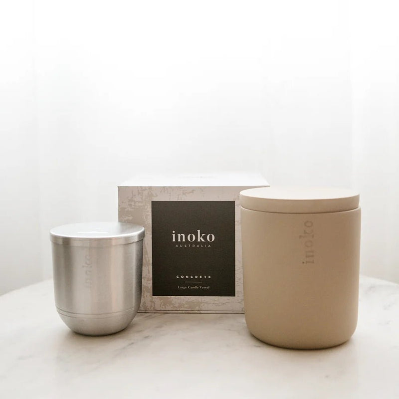 Inoko Concrete Vessel & Candle - Large